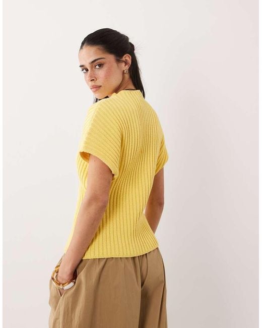 ASOS Yellow Knitted Cinched Pleated Top