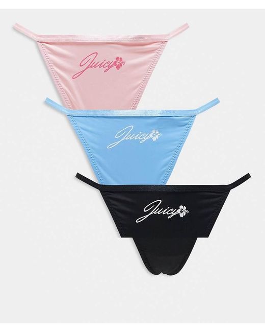 Juicy Couture Blue 3 Pack Juicy Stretch Lace Thong