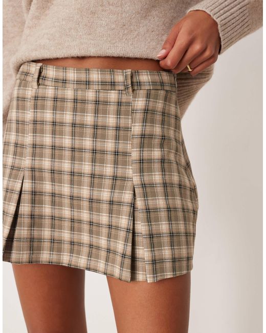 ASOS Natural Tailored Box Pleat Mini Skort