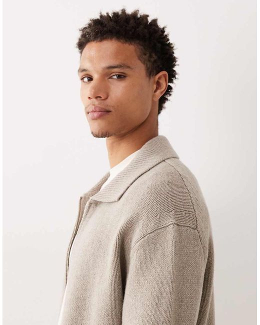 Cardigan Oversize Con Zip Sul Davanti di ARKET in Natural da Uomo