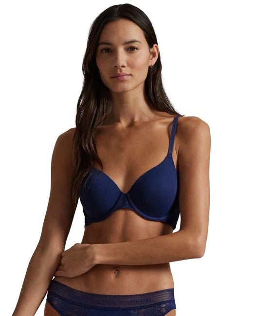 Polo Ralph Lauren Blue Love Collection T-Shirt Demi Bra With Lace Wings