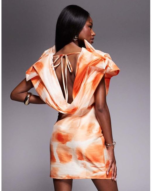 ASOS Orange Structured Plunge Mini Dress