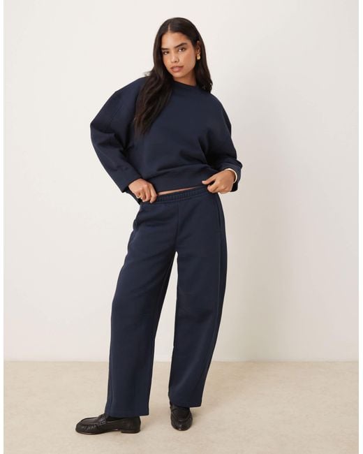 ASOS Blue Premium 500Gsm Seamed Barrel Leg Jogger