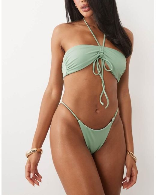 ASOS Brown Sian Reversible High Leg Tanga Bikini Bottom