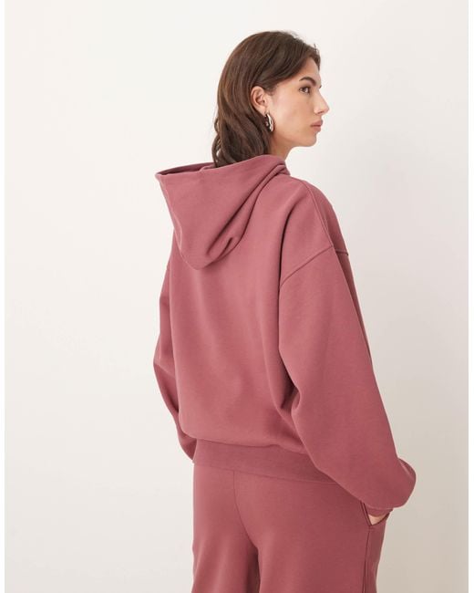 ASOS Red Premium Heavyweight 500gsm Hoodie With Balloon Sleeve