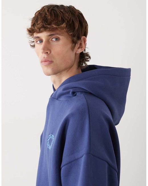 Felpa Oversize Squadrata Con Cappuccio E Logo Legacy di Prohibited in Blue da Uomo