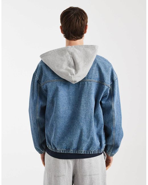 Redefined Rebel Blue John Oversized Denim Hooded Jacket for men
