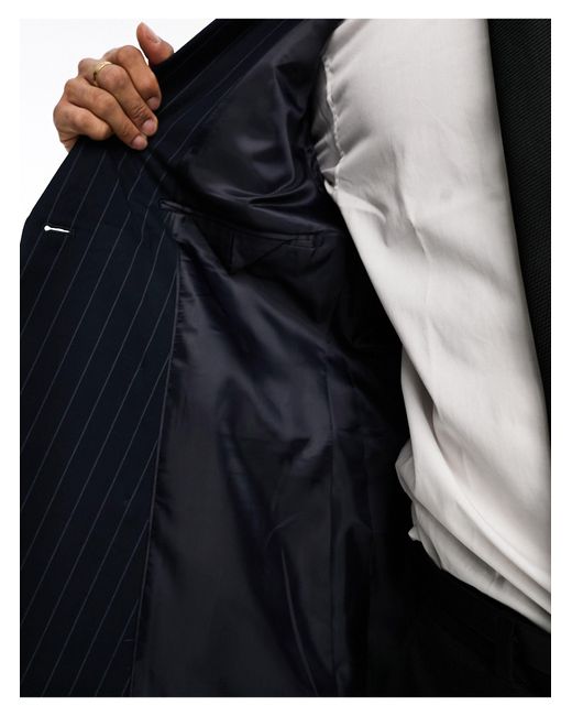 French Connection Blue Linen Stripe Suit Jacket for men
