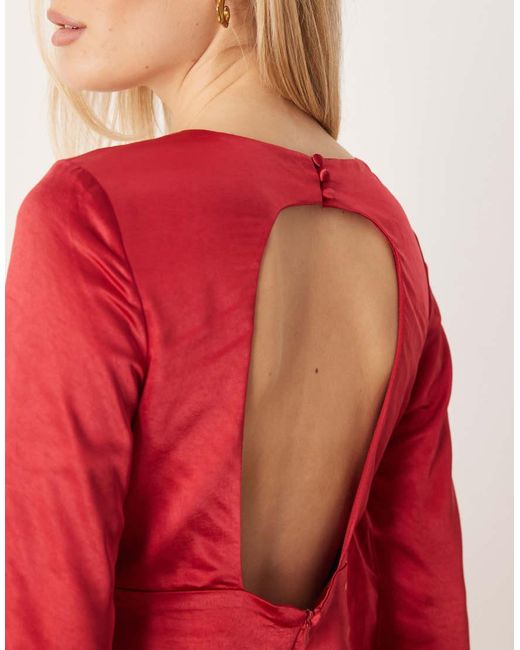 Y.A.S Pink Open Back Satin Mini Dress