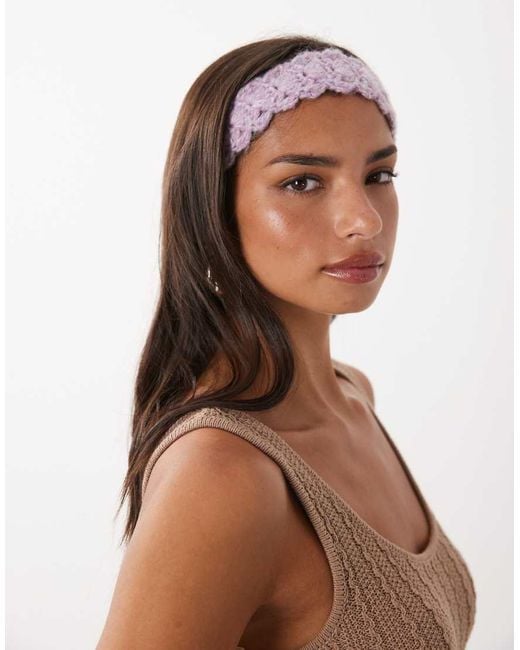 Kiwi & Co Brown Handknit Crochet Tie Back Headband