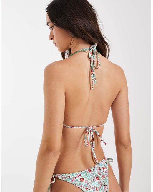 Pieces Brown Tie Back Triangle Bikini Top Co-ord