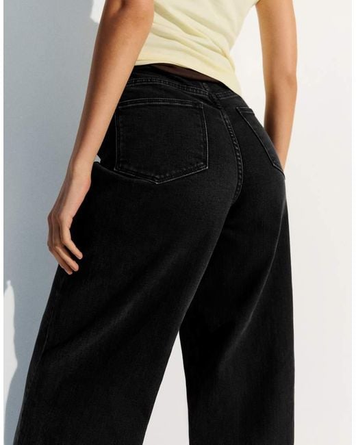 Bershka White High-waist Wide-leg Jeans