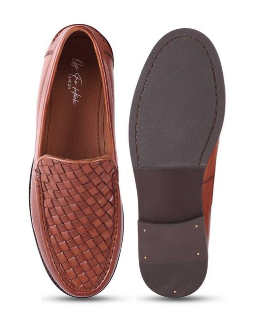 OFF THE HOOK Red Orson Leather Woven Loafers for men