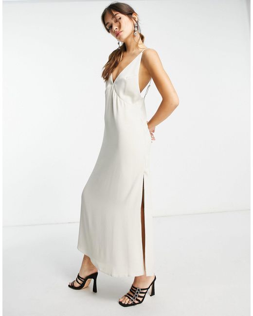 ASOS Midi Cami Slip Dress in Natural Lyst UK