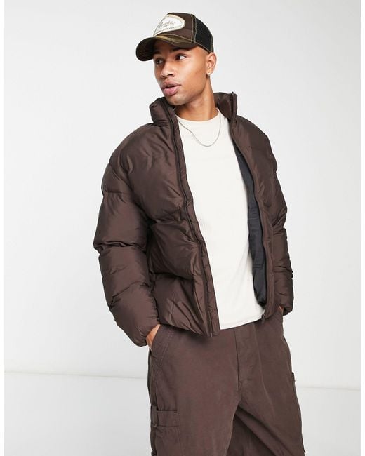 Jack & Jones Premium Hybrid Padded Puffer Jacket in Brown for Men | Lyst UK