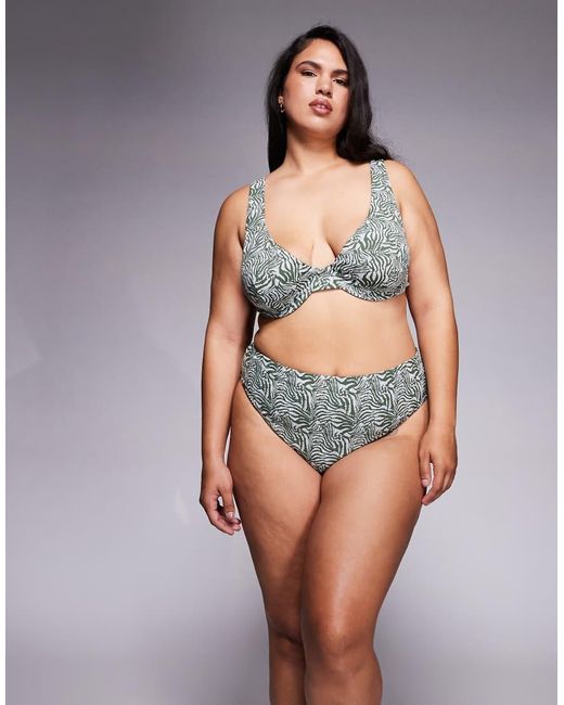 ASOS Green Asos Design Curve Jacqueline Jacquard Marina Del Rey Underwired Bikini Top