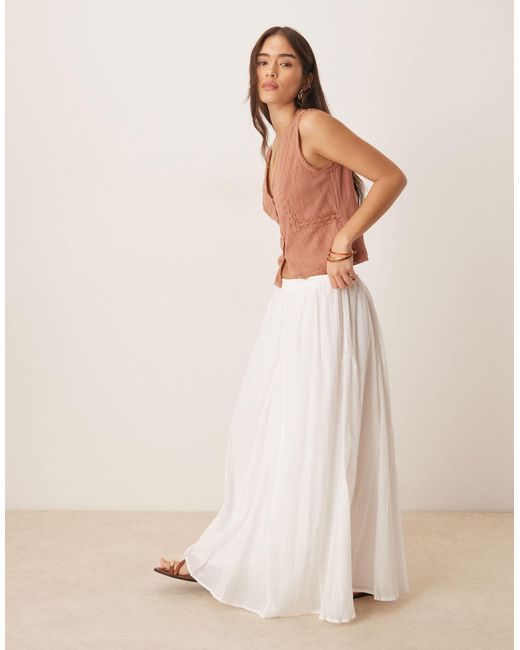 ASOS Natural Cotton Godet Maxi Skirt