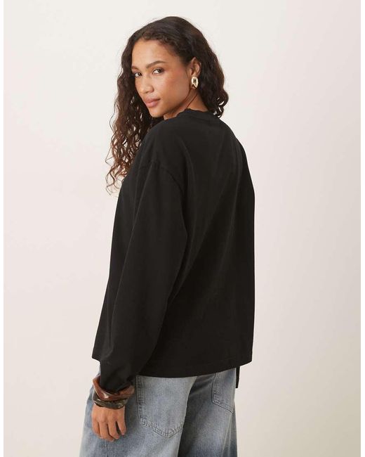 Gina Tricot Black Long Sleeve Relaxed Fit T-shirt