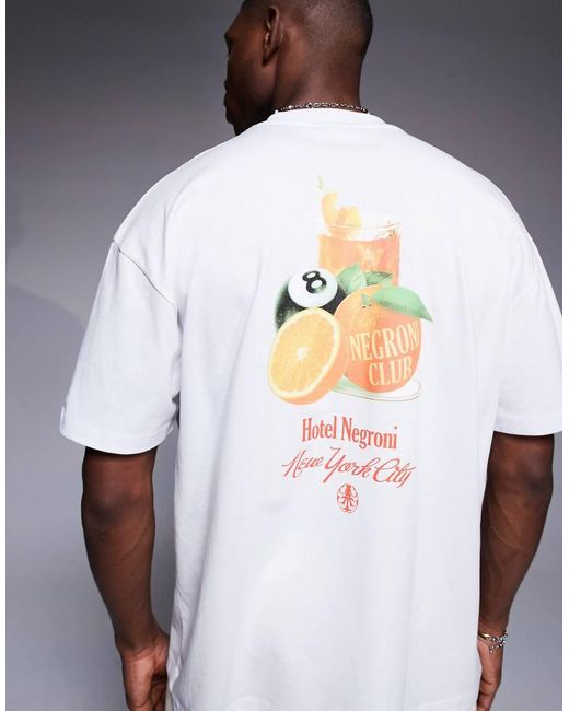 T-Shirt Oversize Bianca Con Grafica Con Frutta di ASOS in White da Uomo