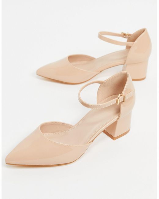 Truffle Collection Natural Mid Block Heel Shoes