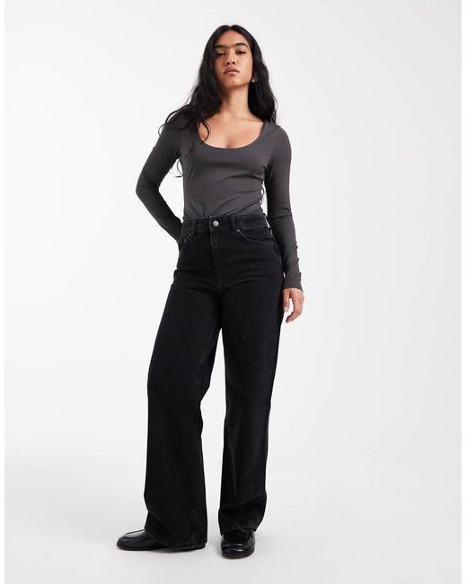 ASOS Black Sculpting Scoop Neck Long Sleeve Bodysuit
