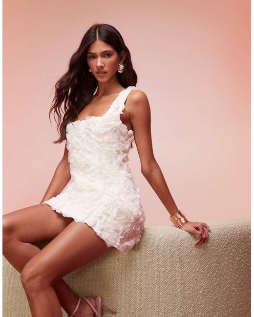Oh Polly Pink Posy Floral-Applique Corset Mini Dress