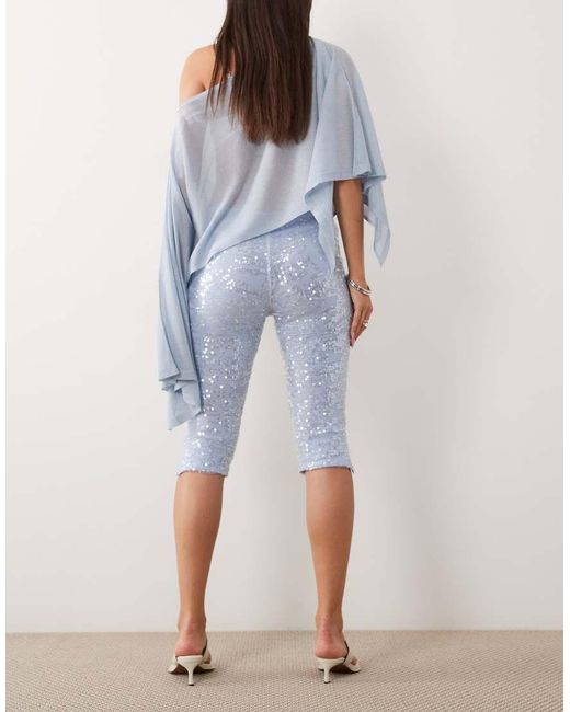 ASOS Blue Sequin Capri Pants