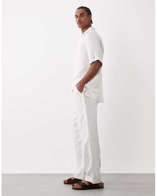Tommy Hilfiger White Linen Blend Pants for men
