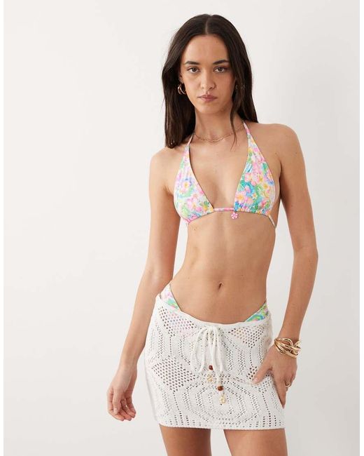 Kulani Kinis White Whipped Crochet Mini Skirt