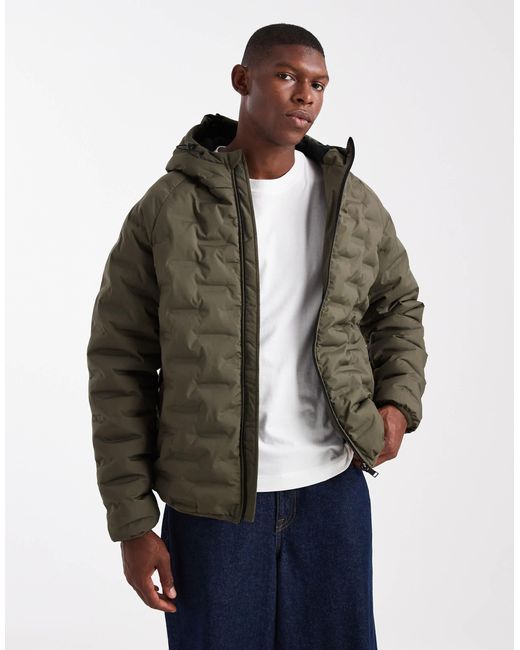 Doudoune texturée à capuche - kaki Threadbare pour homme en coloris Green