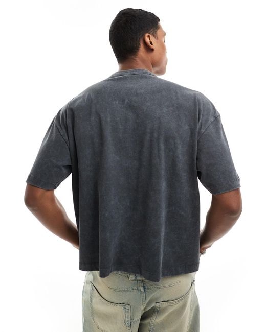 ASOS – kastiges oversize-t-shirt aus schwerem material in Gray für Herren