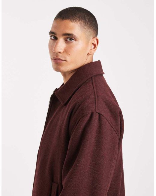 ASOS Harrington Jack Met Wollook in het Purple voor heren