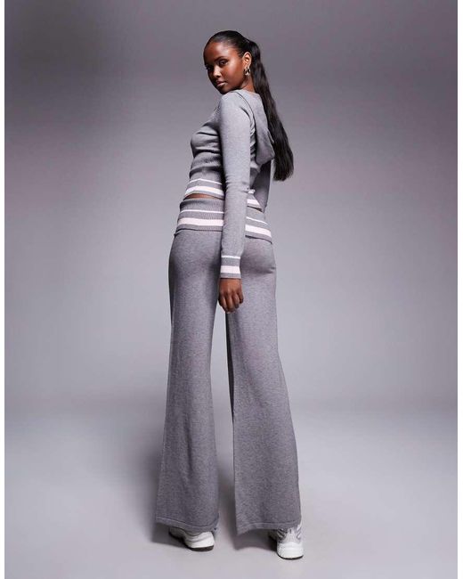 Edikted Blue Eikted Kaliya Co-ord Stripey Fold Over Knit Trousers