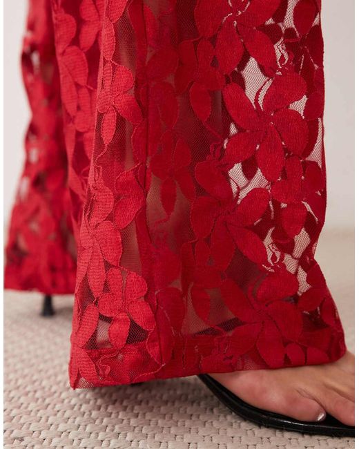 ASOS Red Lace Wide Leg Trouser