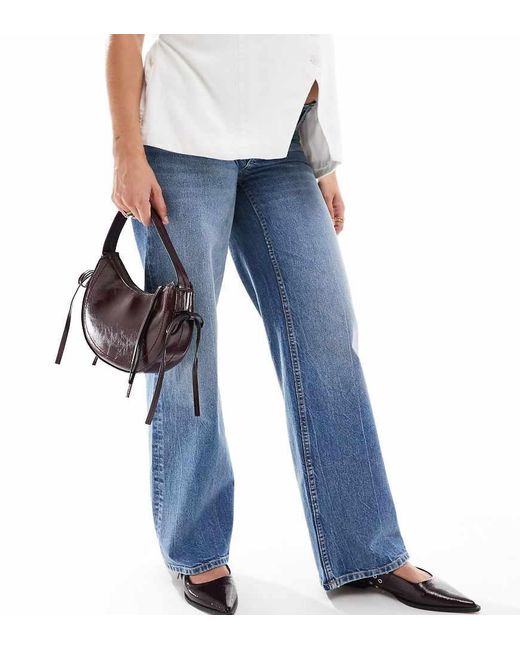 Vaqueros Dad De Pernera Ancha De Asos Design Maternity ASOS de color Blue