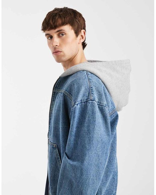 Redefined Rebel Blue John Oversized Denim Hooded Jacket for men