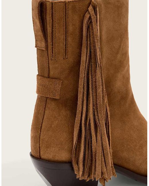 AllSaints Brown Bazely Suede Fringe Ankle Boot