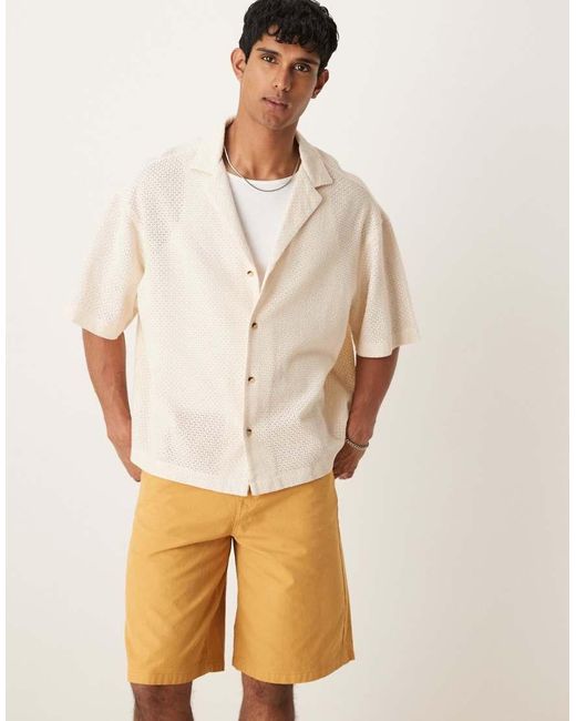 Camicia Squadrata Oversize Color Pietra Testurizzata di ASOS in Natural da Uomo