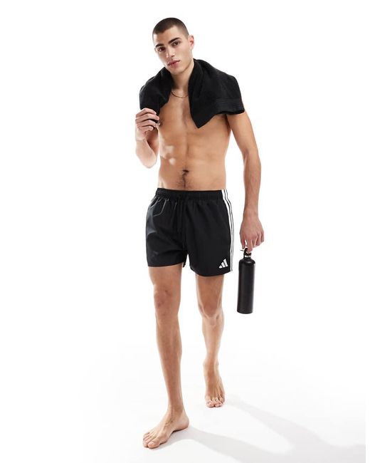 Adidas Originals Blue Adidas Swimming 3 Inch Swim Shorts With 3 Stripe for men