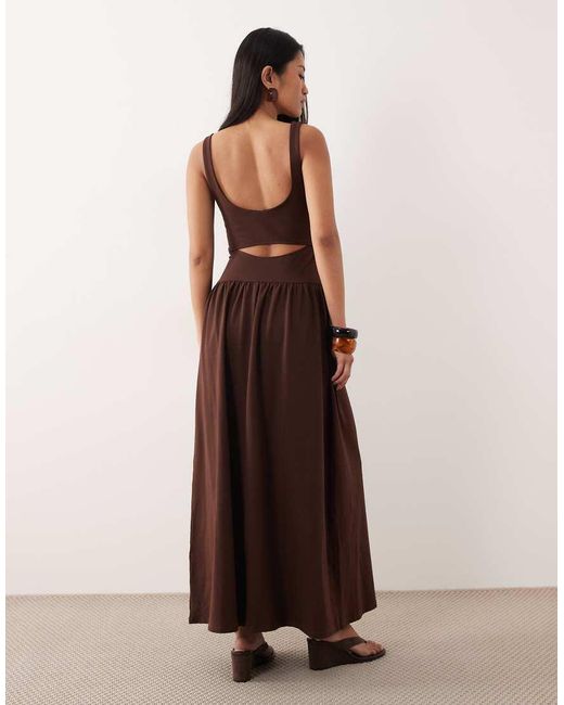 ASOS Brown Cut Out Detail Maxi Dress