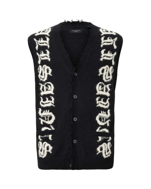 Chaleco Negro Y Blanco Crudo Scripture De AllSaints de hombre de color Black