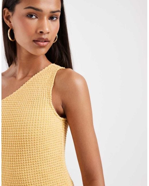 Vero Moda Orange One Shoulder Crochet Mini Dress