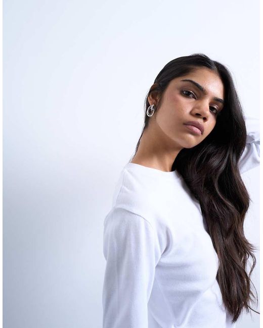 TOPSHOP White Long Sleeve Everyday Tee