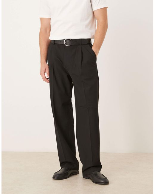 SELECTED – locker geschnittene hose in Black für Herren