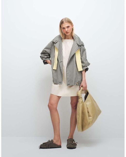 ASOS Gray Funnel Neck Button Front Trench Jacket