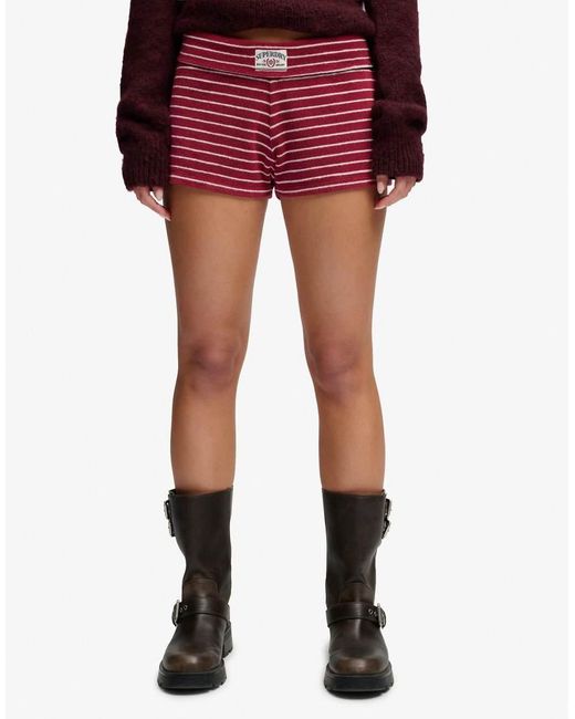 Superdry Red Athletic Essentials Fold Over Towelling Shorts