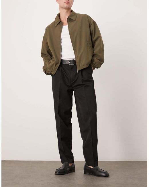 ASOS Black Smart Oversized Tapered Pants With Front Pleats for men