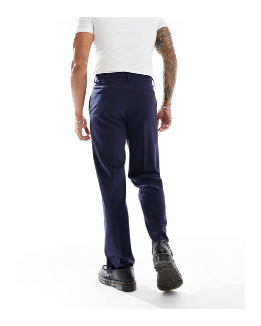 Pantaloni da abito dritti di ASOS in Blue da Uomo