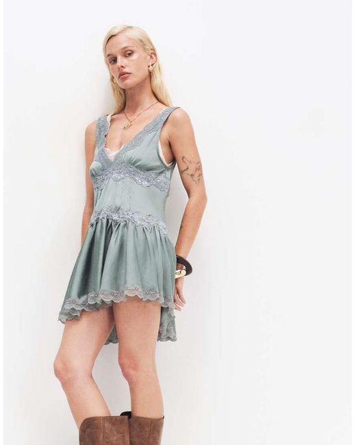 Free People Gray In This Groove Mini Slip Dress In Odessa
