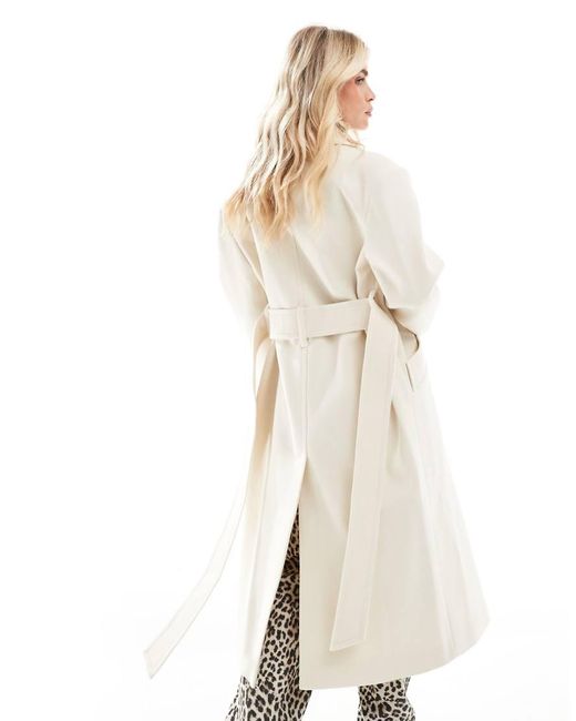 Abrigo De Vestir Cruzado Con Cinturón De -Blanco Miss Selfridge de color White
